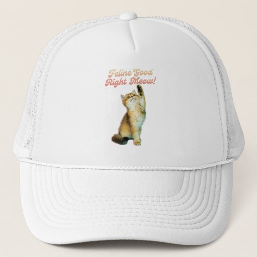 Feline Good Right Meow Funny Cat Quote Schattige K Trucker Pet (Voorkant)