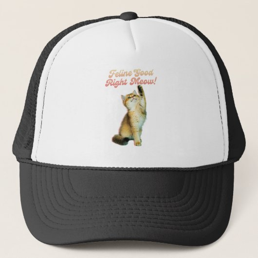 Feline Good Right Meow Funny Cat Quote Schattige K Trucker Pet (Voorkant)