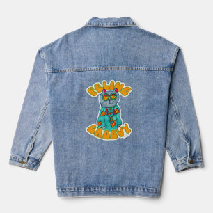 Feline Groovy Hippie Epic Fun Cat Cartoon Denim Jacket