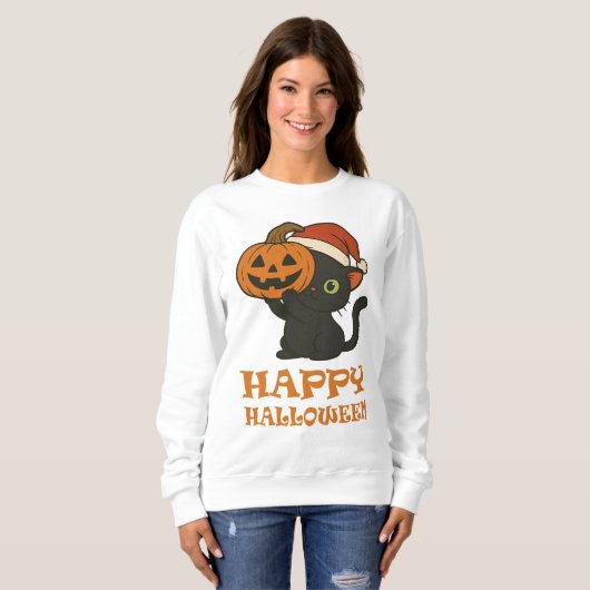 Feline Halloween Sweater for Cat Lovers (Voorkant volledig)