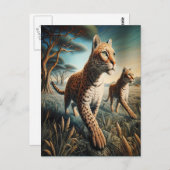 Feline Harmony in Wildbloemen Briefkaart (Voorkant / Achterkant)