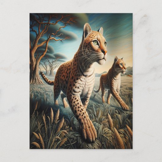 Feline Harmony in Wildbloemen Briefkaart (Voorkant)