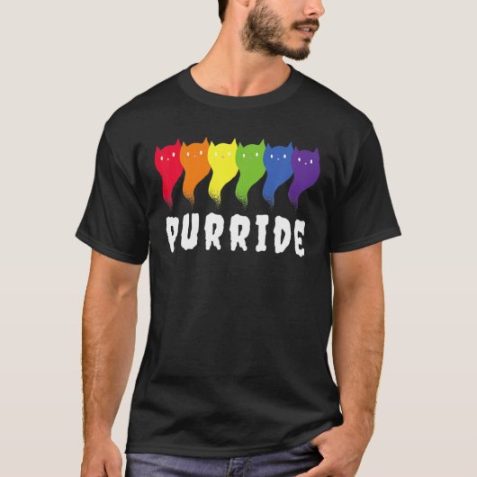 Feline He Purride Lgbt Gay Pride Cat T-shirt (Voorkant)
