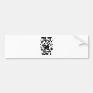 Feline Hekserig Gaan Stemmen Kamala Halloween  Bumpersticker
