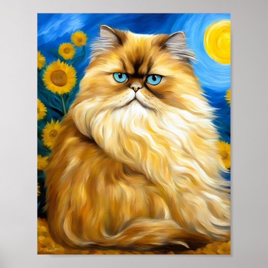 Feline kat portret bloei poster (Voorkant)