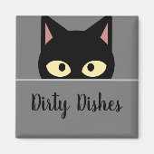 Feline Kitchen Decor Black Cat Dirty Dishes Magn Magneet (Voorkant)