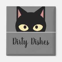 Feline Kitchen Decor Black Cat Dirty Dishes Magn