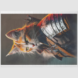 Feline krijger kat heldere kleuren decoupage tissuepapier