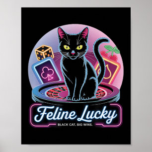 Feline Lucky Gambling Casino Kat Speler &versterke Poster