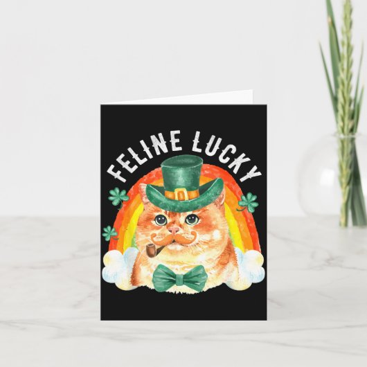 Feline Lucky St Patricks Day Funny Leprechaun Cat Kaart (Voorkant)