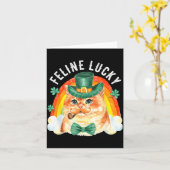 Feline Lucky St Patricks Day Funny Leprechaun Cat Kaart (Gele Bloem)