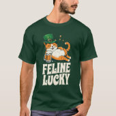 Feline Lucky St. Patricks Day Ierse kat T-shirt (Voorkant)