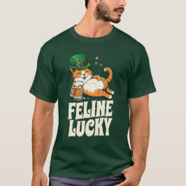Feline Lucky St. Patricks Day Ierse kat T-shirt