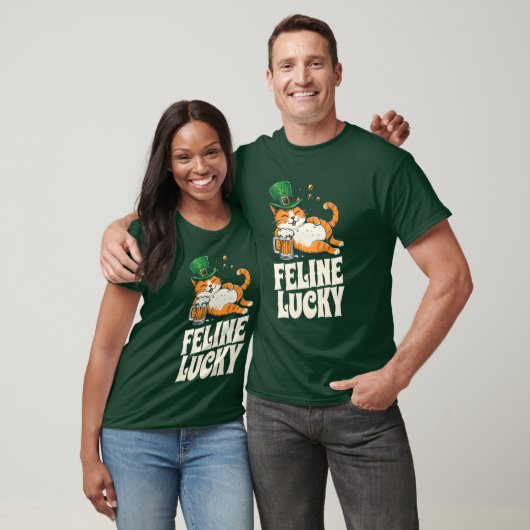 Feline Lucky St. Patricks Day Ierse kat T-shirt (Unisex)