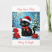 Feline Merry and Bright  | Personalized Christmas Feestdagen Kaart (Voorkant)