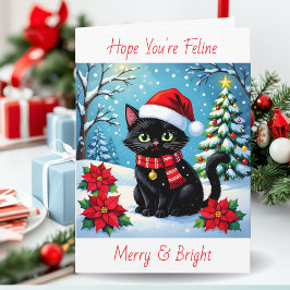 Feline Merry and Bright  | Personalized Christmas Feestdagen Kaart