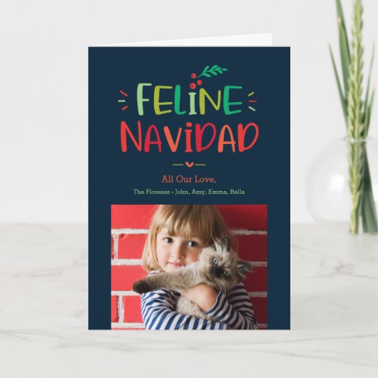 Feline Navidad Folded Pet Kerstfeestdag Kaart (Voorkant)