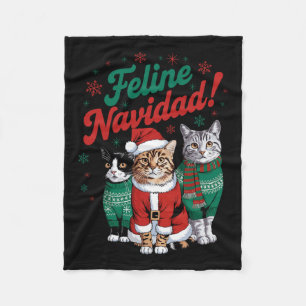 Feline Navidad Funny Cat Christmas Holiday Sa Fleece Deken