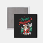 Feline Navidad Funny Cat Christmas Holiday Sa Magneet (Voorkant / Achterkant)