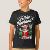 Feline Navidad Funny Cat Christmas Holiday Xmas Sa T-shirt (Voorkant)