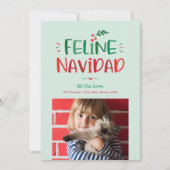 Feline Navidad Pet Holiday Fotokaart Feestdagenkaart (Voorkant)