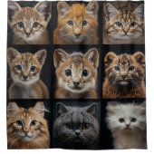 Feline Pets Cat Faces Shower Curtain Douchegordijn (Voorkant)