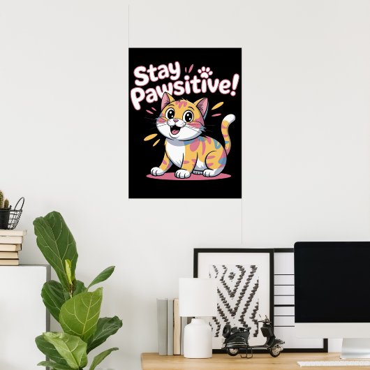 Feline Positivity Mantra Poster (Thuiskantoor)