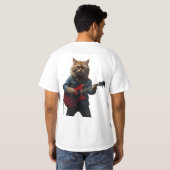 Feline Rocker speelt gitaar T-shirt (Achterkant volledig)