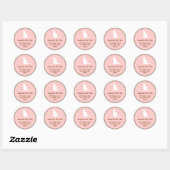 Feline roze bruin kat aangepaste naam adreslabel ronde sticker (Vel)