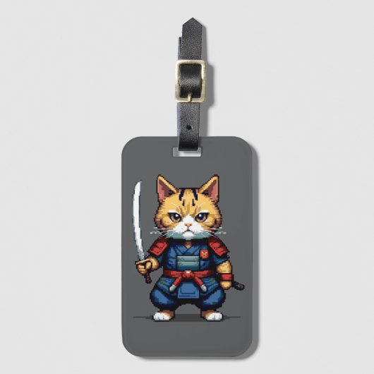 Feline Samurai Warrior Bagagelabel (Voorkant (verticaal))