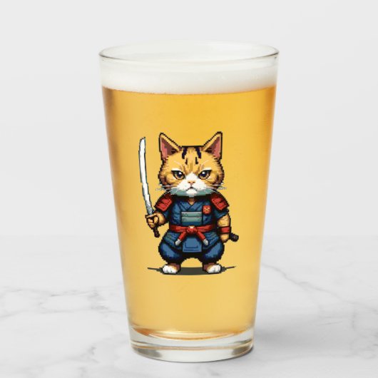 Feline Samurai Warrior Glas (Voorkant gevuld)