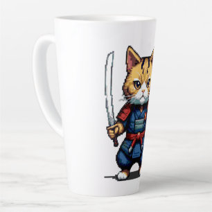 Feline Samurai Warrior Latte Mok