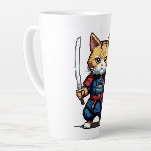 Feline Samurai Warrior Latte Mok (Linkerhoek)