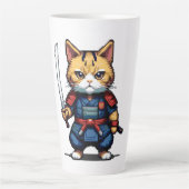 Feline Samurai Warrior Latte Mok (Voorkant)