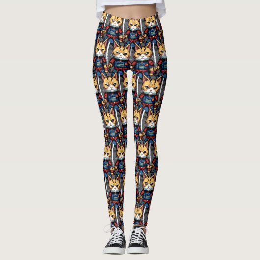 Feline Samurai Warrior Leggings (Voorkant)