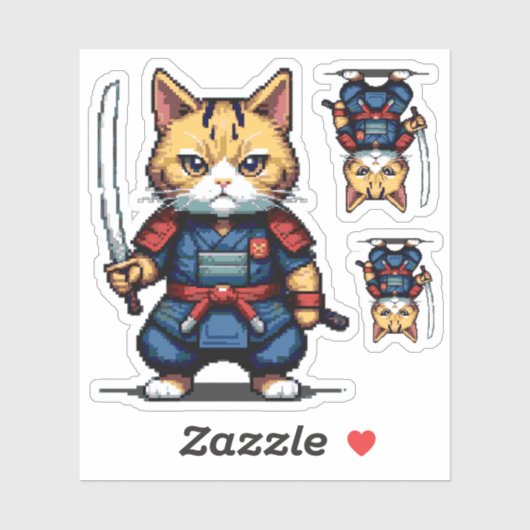 Feline Samurai Warrior Sticker (Vel)