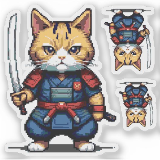 Feline Samurai Warrior Sticker (Voorkant)