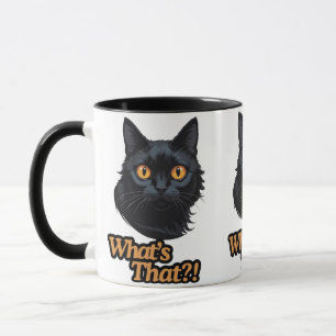 Feline Shock: Zwarte kat met scherpe Oranje ogen Mok
