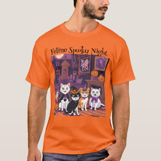 Feline Spooky Night T-shirt (Voorkant)