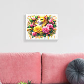 Feline temidden van een levendige bloemenbloei 10x canvas afdruk (Insitu (Woonkamer))