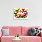 Feline temidden van een levendige bloemenbloei 16x canvas afdruk (Insitu (Woonkamer))