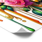 Feline temidden van een levendige bloemenbloei 18x poster (Hoek)