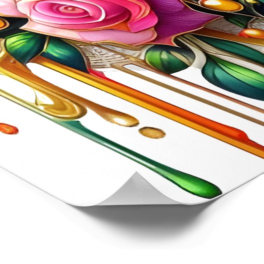 Feline temidden van een levendige bloemenbloei 18x poster (Hoek)