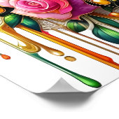 Feline temidden van een levendige bloemenbloei 18x poster (Hoek)