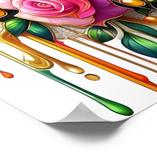 Feline temidden van een levendige bloemenbloei 18x poster (Hoek)