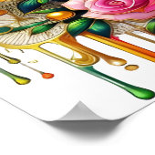 Feline temidden van een levendige bloemenbloei 24x poster (Hoek)