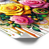 Feline temidden van een levendige bloemenbloei 8x1 poster (Hoek)