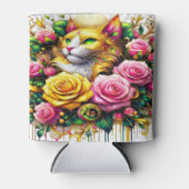 Feline temidden van een levendige bloemenbloei blikjeskoeler (Voorkant)
