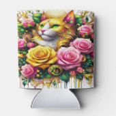 Feline temidden van een levendige bloemenbloei blikjeskoeler (Achterkant)