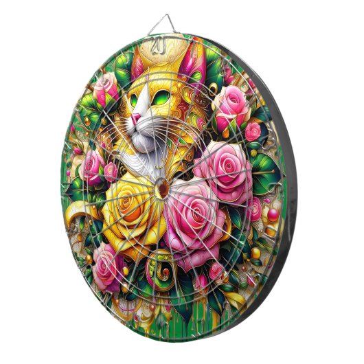 Feline temidden van een levendige bloemenbloei dartbord (Voorkant Rechts)